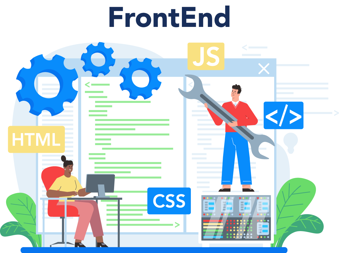 A graphic depicting frontend technologies to use in 2024.