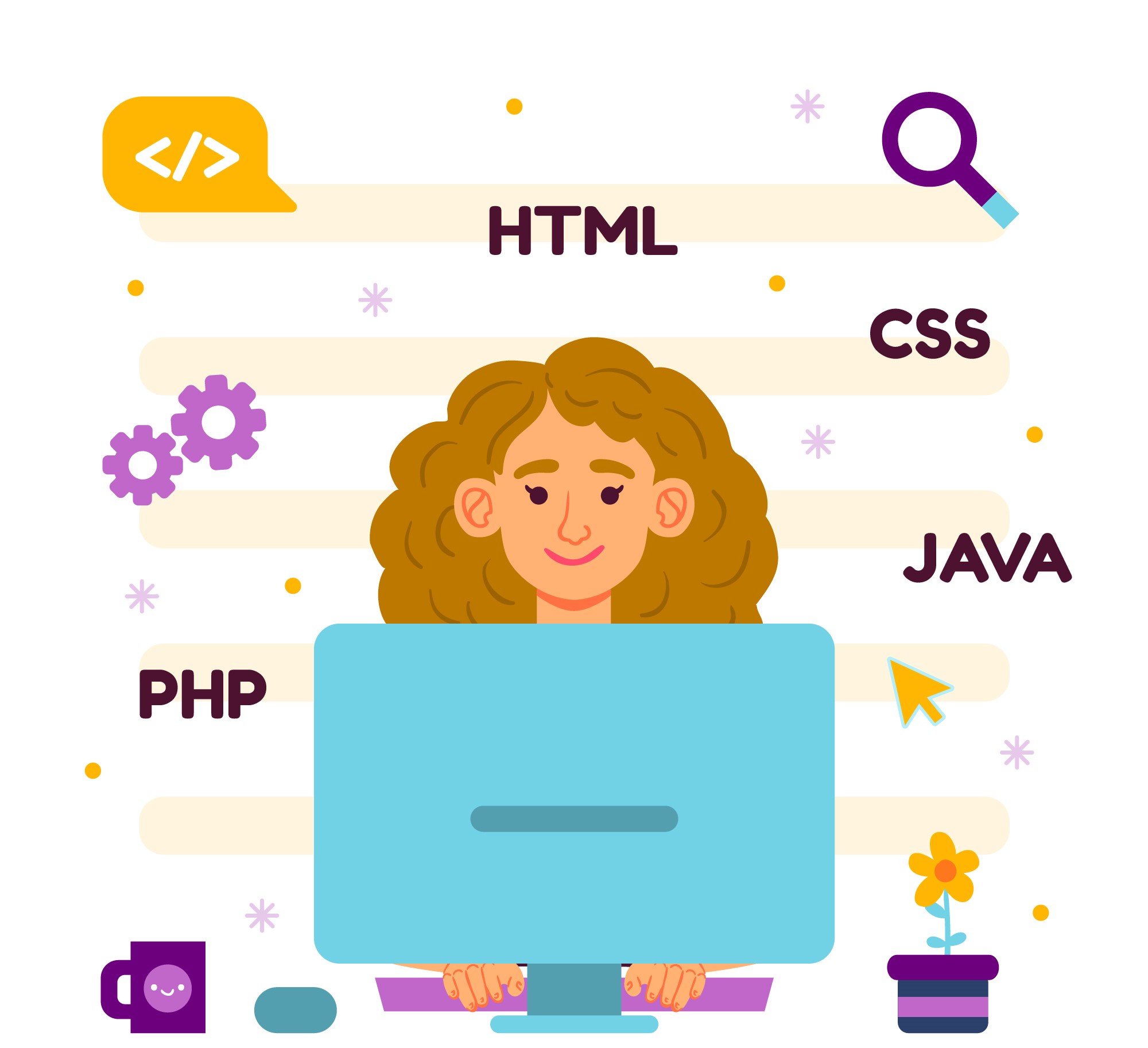 Web application development relies on front-end and back-end coding languages, such as CSS, HTML, JavaScript, PHP, Java and others.